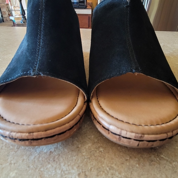 b.o.c Cork Wedge Platform Slides - Size 11 Black - Picture 4 of 11